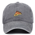Casquette de baseball rétro en coton délavé gris foncé avec broderie pizza et visière - Réglable / Gris