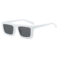 Retro square sunglasses with thick white frames and dark gray lenses for daily wear - White Frame Gray Lens
