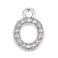 Detailed view of silver letter O pendant with sparkling crystal inlay for DIY jewelry - Letter O