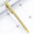 Sparkly gold glitter metal retractable ballpoint pen on a textured white surface - Gold (Gold Parts)