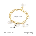Détail du bracelet chaîne en acier doré 18K avec quatre perles baroques suspendues - Bracelet en Or avec Perles Baroques (HC-B20176)