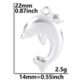 Polished stainless steel dolphin pendant necklace showing 22mm height and 14mm width - Pendant Only / Silver
