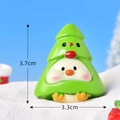 Miniature white chick in green Christmas tree costume resin ornament, 3.7cm height - No. 6 Light Green Christmas Tree Duck