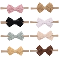 Lot de 8 bandeaux en nylon à nœuds crochetés colorés pour bébés en vue à plat - Couleurs Assorties