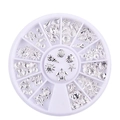 Silver metal ocean nail art charms set with shells and starfish in a white storage wheel - Ocean Series Silver Rivets 113 / Silver