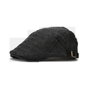 Vue détaillée du béret en paille tressée noire avec sa boucle de réglage en métal doré - Réglable / Noir