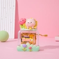 Cute pink pig and tulip figurine on a hand-cranked music box with transparent shell - Hand-cranked Window Shape / Transparent Pink (Hand-cranked Pet)