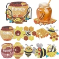 DIY diamond painting coaster set with honey bee patterns and black metal storage holder - XIN030 Bee / No Stand/OPP Bag