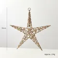Champagne gold 30cm star ornament with hollow woven texture and glitter finish - 30cm / Champagne Gold