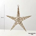 Champagne gold 30cm star ornament with hollow woven texture and glitter finish - 30cm / Champagne Gold
