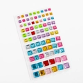Planche d'autocollants carrés en cristal coloré avec effet diamant 3D pour bricolage - Carrés de Tailles Mixtes