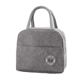 Grey insulated fabric lunch bag with handles and cute panda logo for office or school - Grey Bear Label Cationic