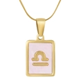 Golden stainless steel snake chain necklace with a Libra shell pendant for women - Libra / Pink Mother of Pearl