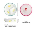 Bol divisé en céramique de 7 pouces à 3 compartiments avec motif d'ananas et couvercle - Bol 3 compartiments 7 pouces - Ananas avec couvercle