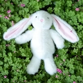 Adorable white plush bunny doll with long ears and soft pink interior in lying position - 25cm / White