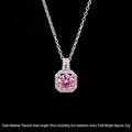 Pink cubic zirconia pendant necklace in silver finish with titanium steel chain details - Pink Square Zirconia