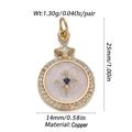 Detail showing dimensions of the gold evil eye pendant with blue crystals and weight info - CX152-03 (Gold Blue White Gem Cross Star Pendant)