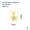 Detail of 18K gold plated copper star pendant with white zircon and size dimensions - Star Pendant (P00007-J) / White Zirconia