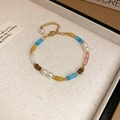 Colorful beaded bracelet with pearls and gold accents in an elegant jewelry box - Style 125 Bracelet / Colorful
