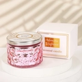 Velvet Rose scented soy candle in pink embossed glass jar with elegant white gift box - Starry Pink (Lychee & White Tea)