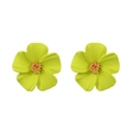 Französische Luxus-Blumenohrstecker in Limonengrün mit goldener strukturierter Mitte - KC Gold/Grün 2697