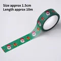 Dark green Christmas washi tape with Santa Claus and gift box patterns, 1.5cm x 10m - Green Santa With Red Hat / 10m