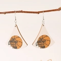 Boucles d'oreilles basket en bois avec imprimé Little Brother Biggest Fan pour fans - Lettre Triangulaire en Bois Basket (N-969)