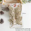 Dreier-Pack goldene Glitzer-Schmetterling-Anhänger mit Durchbruchmuster für Weihnachtsbäume - Champagnerfarbener kleiner Schmetterling (3er-Pack)