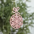 Pink glitter snowflake Christmas ornament with bow, holiday tree decoration, 11cm height - Pink Snowflake