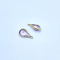 Pair of gold-plated teardrop crystal pendants in lavender pink for DIY jewelry making - Pink