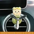 Cartoon bear car air freshener with green base and silver propeller on air vent - New Bear (Includes 1 Fragrance Pad)