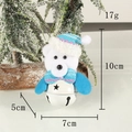 Pendentif ours de Noël en peluche avec bonnet en tricot et cloche en métal étoilée - Ours à Cloche Blanche