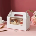 White 2-cavity cupcake box with handle and clear window, size 16.5x9.2x8.8cm - White