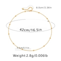 Detail showing 42cm beaded gold chain necklace dimensions with lobster clasp and extender - KN0182/Spaced Bead Fine Necklace