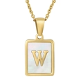 Pendentif rectangulaire doré avec incrustation de nacre blanche et lettre W en relief 3D - Lettre W (Or)