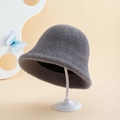 Close-up of soft faux mink fur texture on dark grey bucket hat for winter warmth - M (56-58cm) / Dark Gray