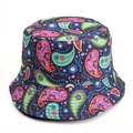 Reversible bucket hat with colorful paisley and leopard print for outdoor sun protection - M (56-58cm) / Paisley Pattern Type A