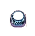 Chic crescent acrylic handbag in gradient blue-purple finish with diamond quilt pattern - Blue Pink