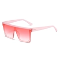 Occhiali da sole oversize flat top con montura rosa trasparente e lenti sfumate rosse - Montatura Rosa / Lenti Rosa
