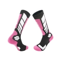 Long merino wool ski socks for women in black and pink, professional thermal winter socks - 8203 Black/Rose Red