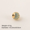 0.6cm golden copper bead with teal zircons for DIY jewelry making and bracelets - 6MM Turquoise Color Gold Plated