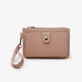 Pink lychee grain leather coin purse with zipper closure and wristlet strap - Pink (Lychee Grain)
