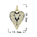 Pendentif cœur noir plaqué or 18K avec zircons, dimensions de 18,2mm par 13,2mm - Noir