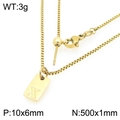 Golden square pendant necklace featuring engraved letter X with box chain and lobster clasp - Gold Letter X Style (KN293716-Z)
