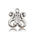 Retro silver metal harp charm for DIY necklaces and bracelets with elegant finish - 10794-16x17mm Lyre Harp