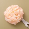 Pink and cream gradient rose bath sponge with delicate PE mesh and hanging rope - Ribbon Style / Pink