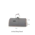 Detailed macro view of a grey velvet curved ring display stand measuring 7x6x2cm - Arc Shape Ring Display
