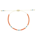 Pulsera de la amistad naranja hecha a mano con cuentas y cordón ajustable tejido - Ajuste de Cuentas Coloridas Naranja de Alta Saturación