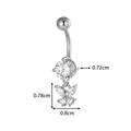 Stainless steel belly button ring featuring a zircon butterfly pendant and dimensions - Butterfly Style (2612-2#) / Silver