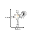 Orecchino a croce argento con gemma a cuore e accenti di cristallo, misura 1,05 cm - Stile Croce Gemma Cuore (AMY1-2#银)
